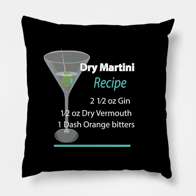 Dry martini recipe Pillow by artsytee