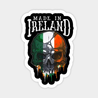 made in ireland irish flag skull design Magnet