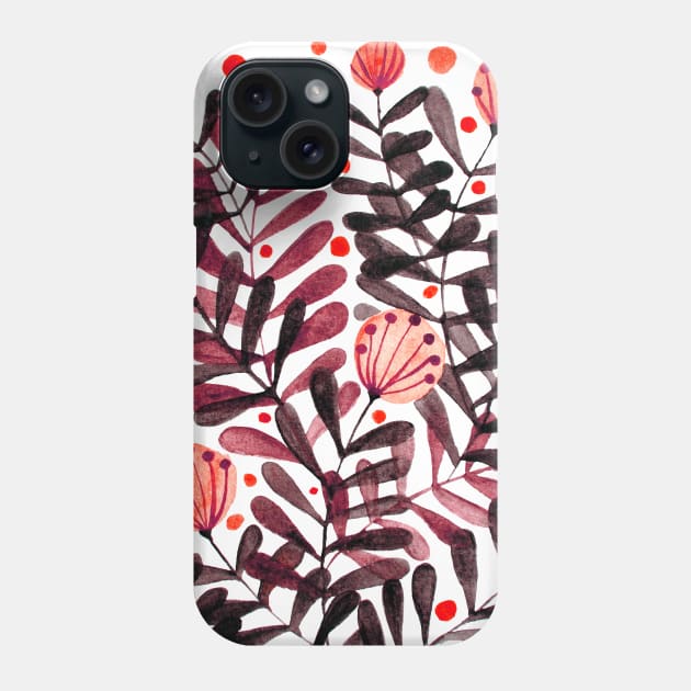 Flowers and foliage - red and orange Phone Case by wackapacka