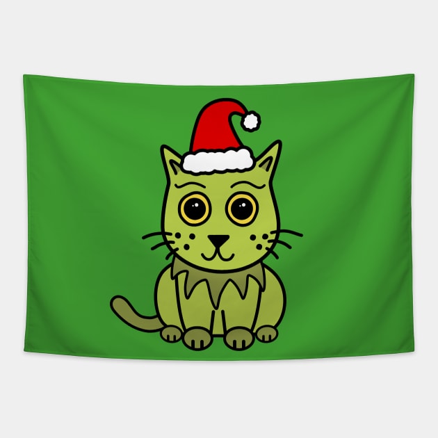 Grouchy Christmas Cat Tapestry by bluevolcanoshop@gmail.com