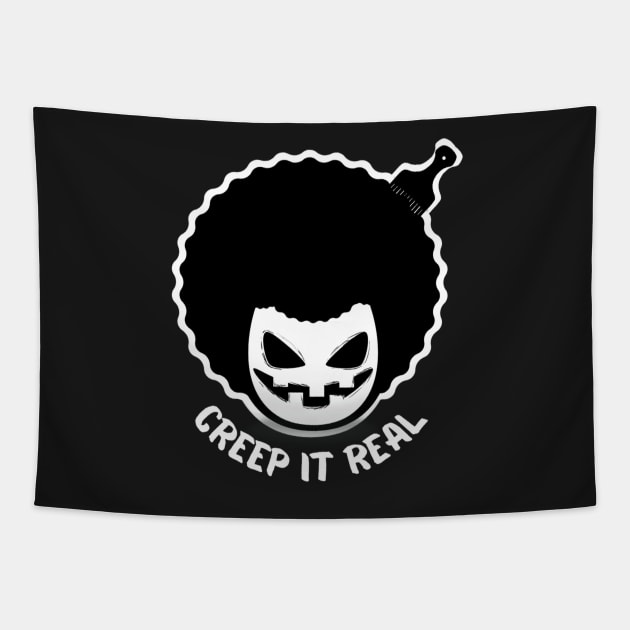 Fun Afro Halloween evil scary face Tapestry by HyzoArt