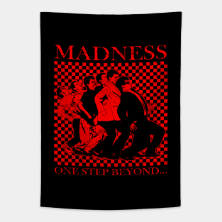 Madness - Retro Checkerboard Red Tapestry