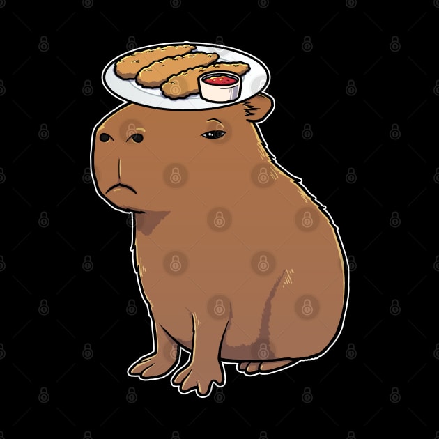 Capybara with Chicken Tenders on its head by capydays