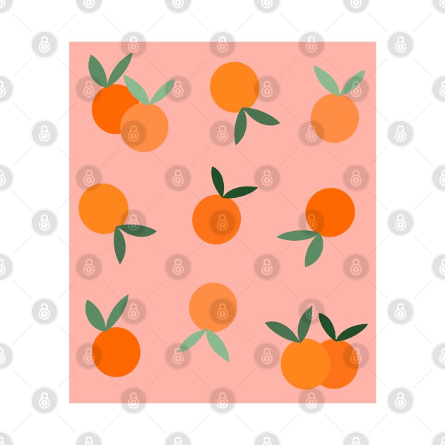 Oranges, Fruit Pattern on Peach by OneThreeSix