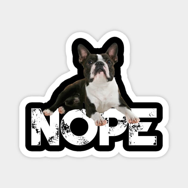 Nope Lazy Boston Terriers Dog Lover Magnet by ChristianCrecenzio