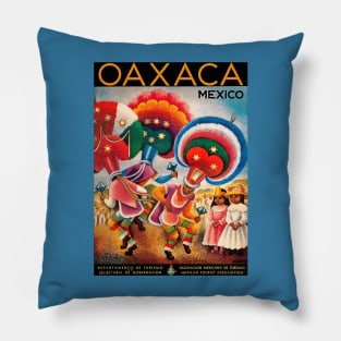 Restored Vintage Oaxaca Mexico Travel Print Pillow