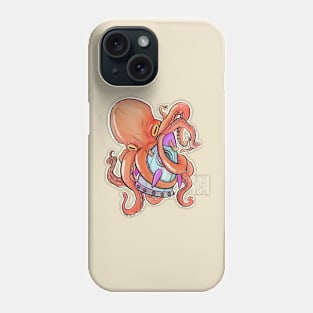 Octopus attacking a Space Rocket Phone Case