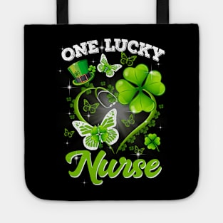 Beautiful Lucky Irish St Patricks Day Nurse Shamrock Heart Butterfly Tote