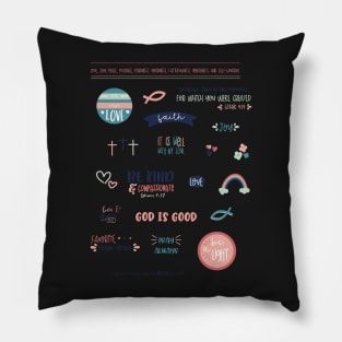 Cute Christian Bible Journaling Sticker Sheet Pillow