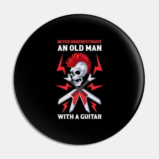 Old Man With A Guitar Funny Guitar Gift Pin