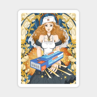 Nurse with a holy gift, Paracetamol. Magnet