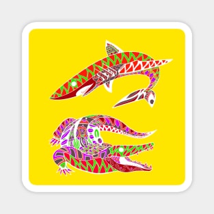 yellow shark and crocodile in kingdom art ecopop Magnet