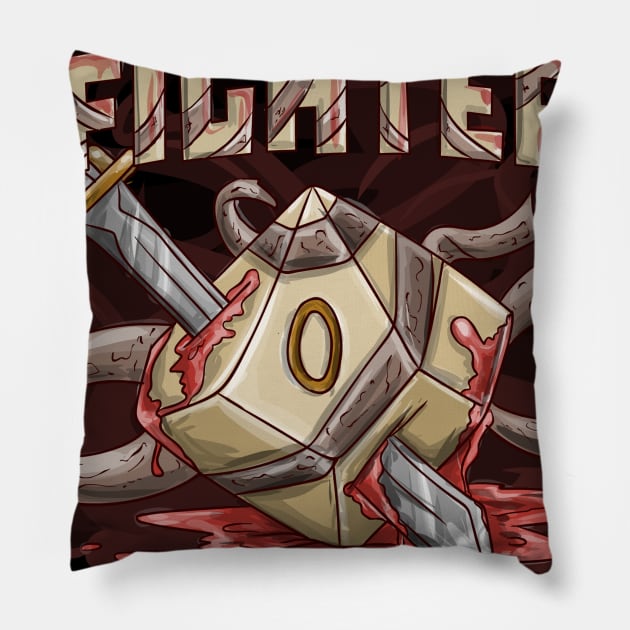 Fighter Funny Dungeons And Dragons DND D20 Lover Pillow by Bingeprints
