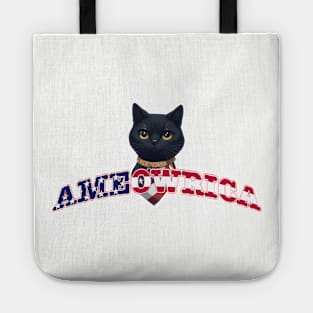 Patriotic American Cute Black Cat Ameowrica Tote