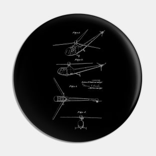 Helicopter Vintage Patent Drawing Pin