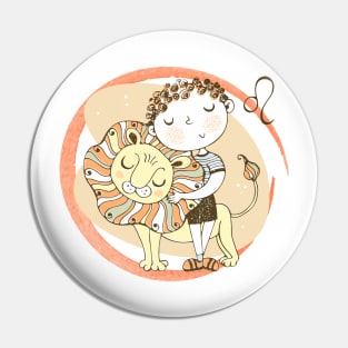 Zodiac Leo Cute Kid Design Horoscope Gift Pin