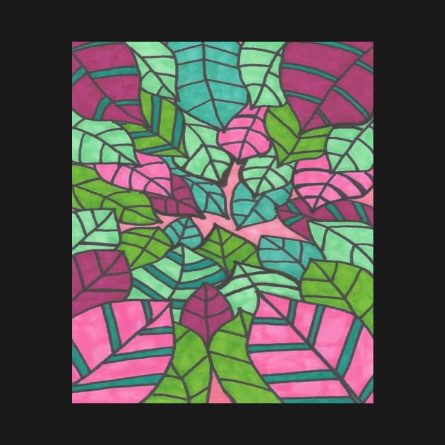 Tropical Leaves in Pink and Green by DanielleGensler