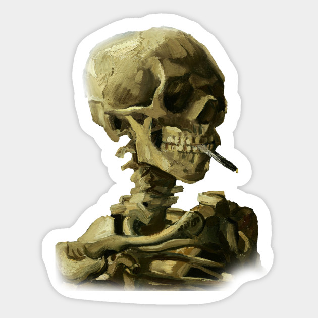 Skeleton Head With A Cigarette Design Skull Sticker Teepublic