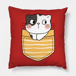 Cute Pocket Kitty V1 Pillow