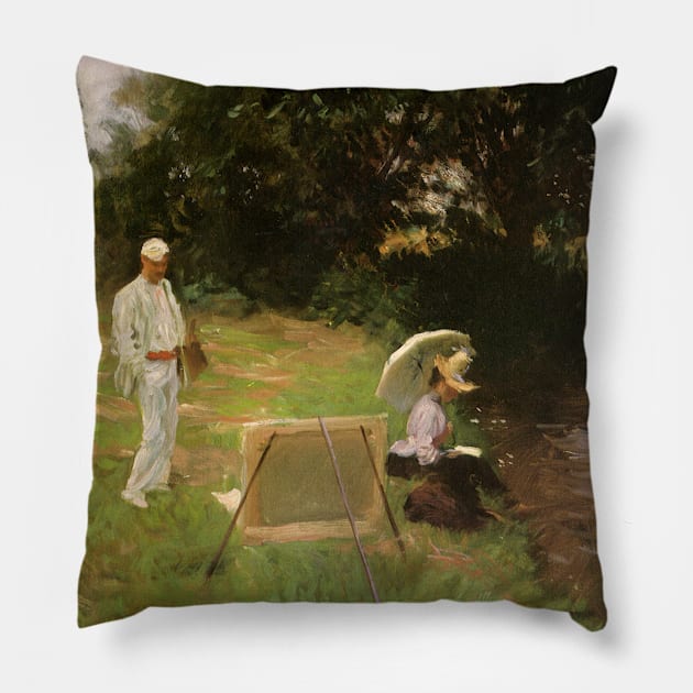 Dennis Miller Bunker Painting at Calcot by John Singer Sargent Pillow by MasterpieceCafe