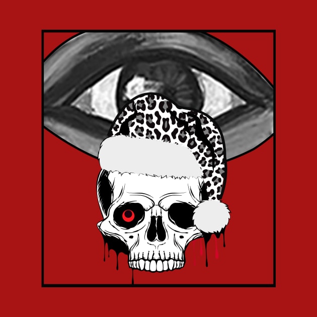 Big Eye with Santa's Leopard Hat on Skull by ESSED