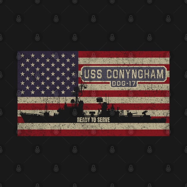 Conyngham DDG-17 Guided Missile Destroyer Ship USA American Flag by Battlefields