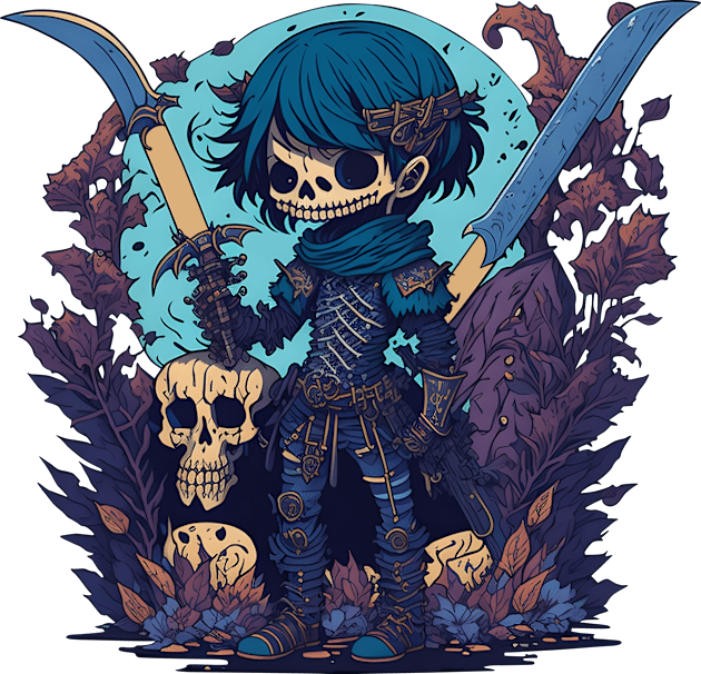 Warrior Skeleton Kids T-Shirt by ColorCanvas