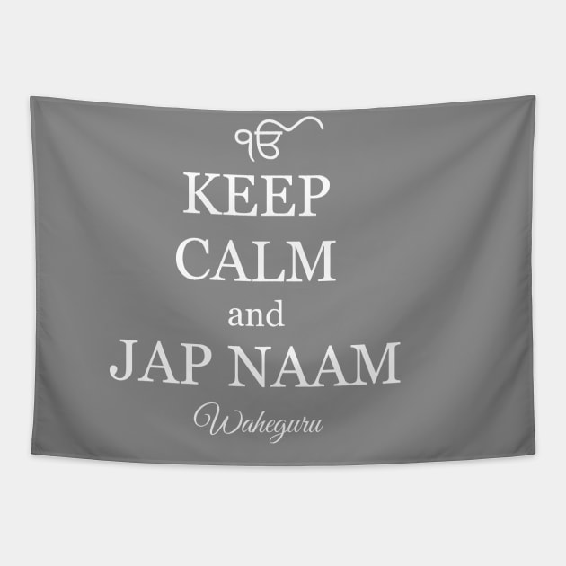 Keep Calm and Jap Naam Tapestry by Lazy Dad Creations