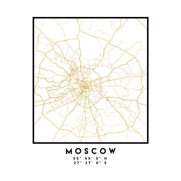 MOSCOW RUSSIA CITY STREET MAP ART by deificusArt