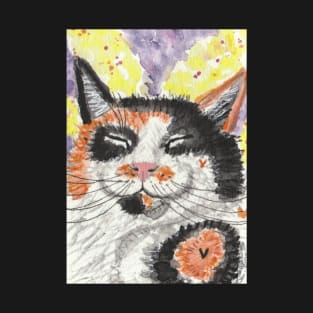 Happy Calico cat face art T-Shirt