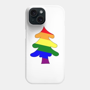 Gay rainbow Christmas tree. Xmas and new year celebration. Phone Case