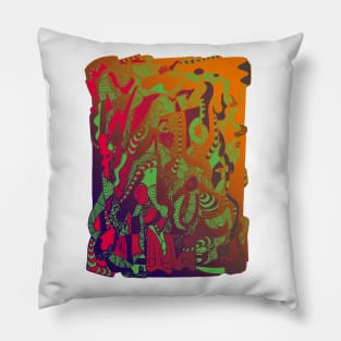 Tribal Color Abstract Wave of Thoughts No 4 Pillow