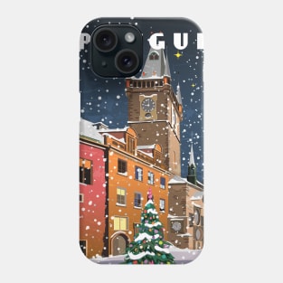 Prague, Czech.Retro travel poster Phone Case