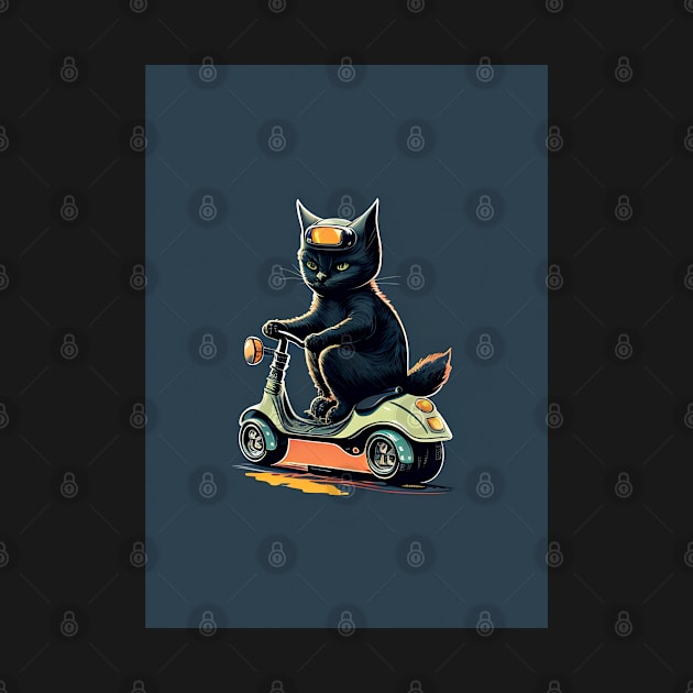 cat riding a scooter by artoriaa