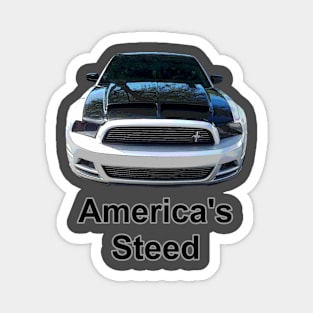 America's Steed, Front View Black Text Magnet