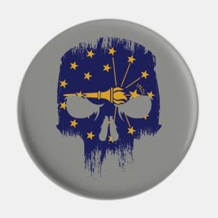 Retro Grunge Indiana State Flag Skull Pin