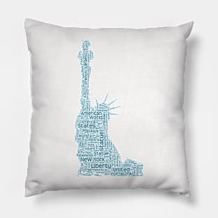 Statue of Liberty Travel Text Word Cloud Pillow