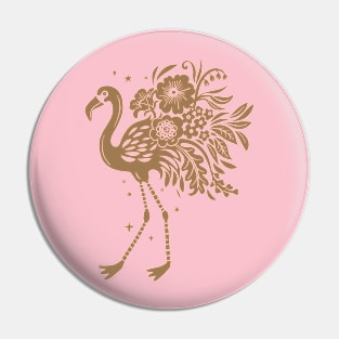 Boho Surrealism Floral Flamingo Pin