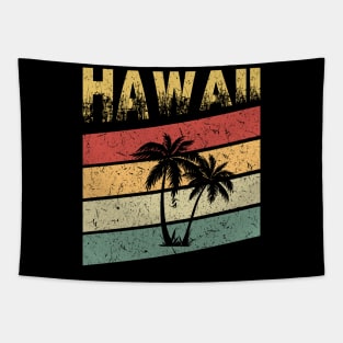 Hawaiian Vintage 80s Palm Trees Sunset Tapestry