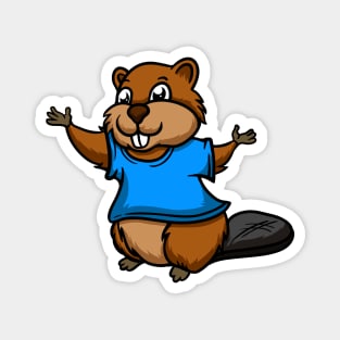 Cute Anthropomorphic Human-like Cartoon Character Beaver in Clothes Magnet