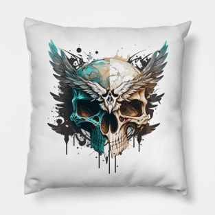 Skull Wild Life Painting Dark Character Spirit Pillow