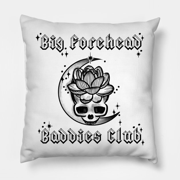 Big Forehead Baddies Club - Black Colorway Pillow by Erika Lei A.M.