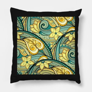 Paisley Print with Vintage Floral Motifs Pillow