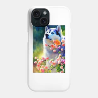 Watercolor husky Phone Case