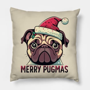 Merry Christmas pug dog lover Pillow