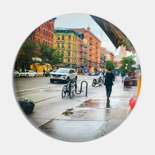 Upper West Side Rainy Day Street Manhattan NYC Pin