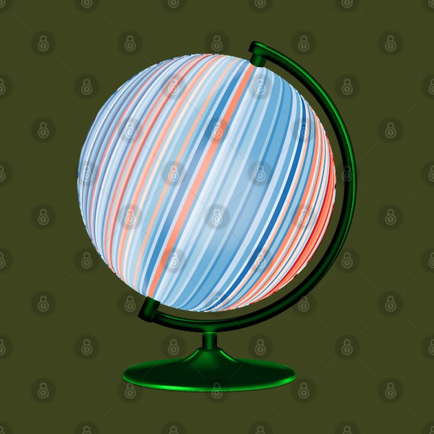 United States Climate Change Warming Stripes Globe by CharJens