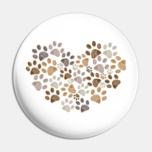 Made of heart doodle brown paw print Pin