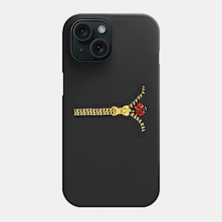 Black with gold zipper and ladybug crawling out Phone Case