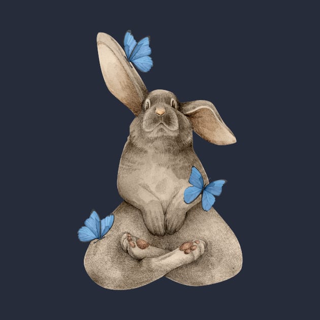 meditating bunny with butterflies by KindSpirits